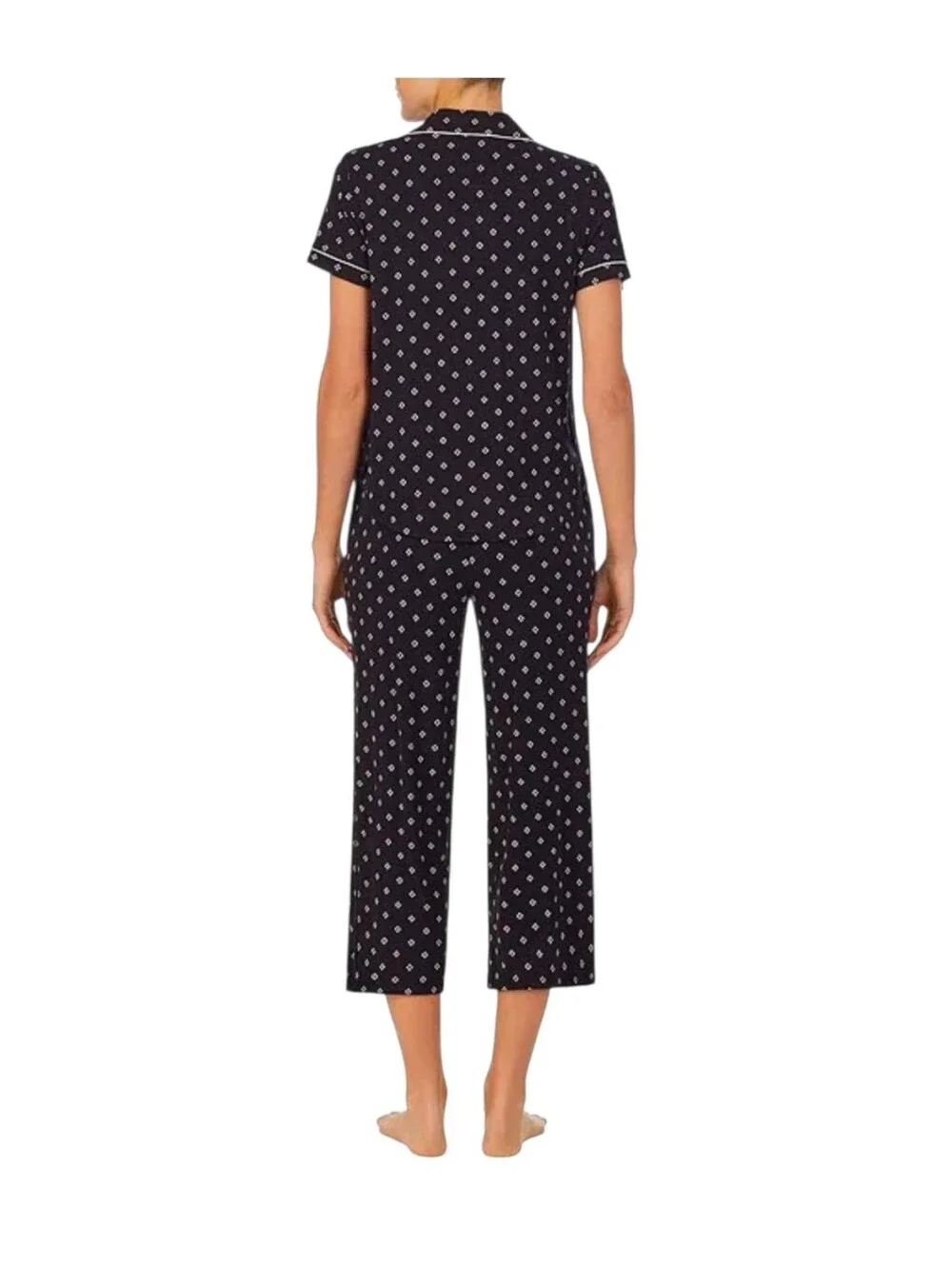 Heart Clover Print Jersey Knit Cropped Coordinating Pajama Set